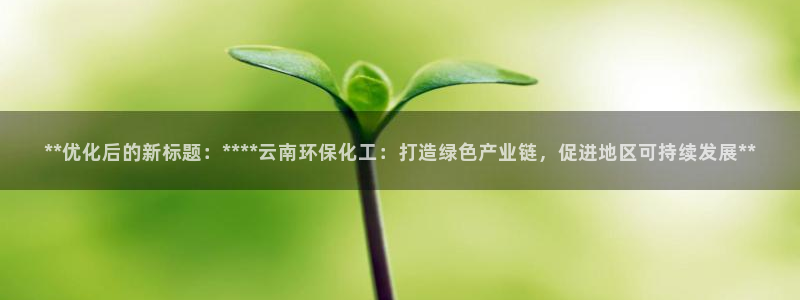 亿万先生客服：**优化后的新标题：****云南环保化工：打造绿色产业链，促进地区可持续发展**