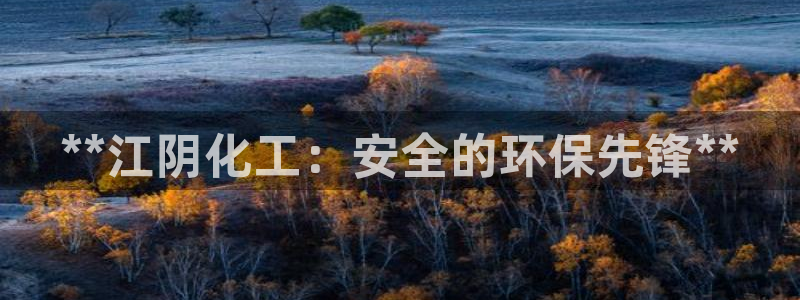 亿万先生官方登录网址：**江阴化工：安全的环保先锋**
